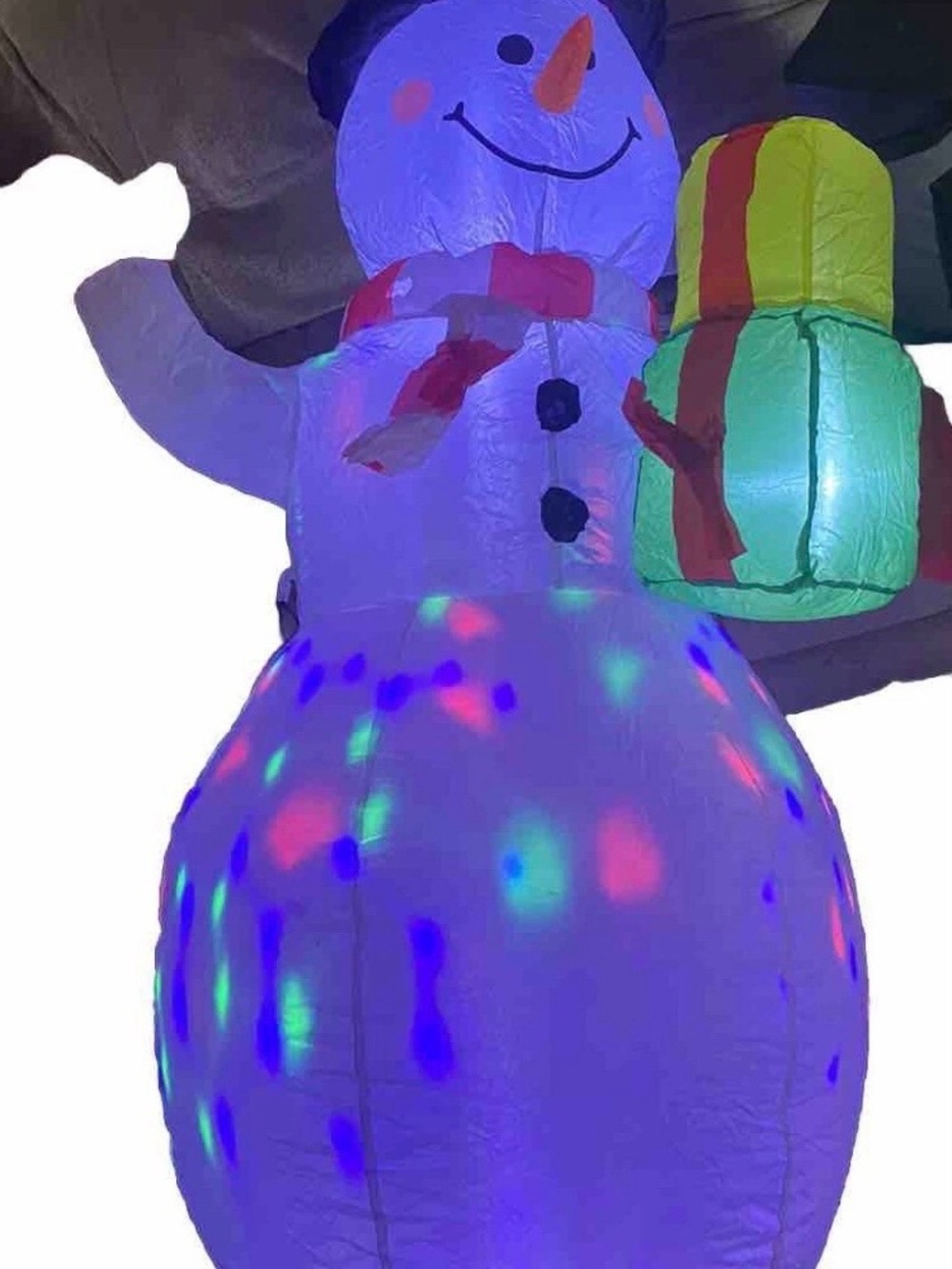 5FT Snowman Inflatable Outdoor Decoration Rotating LED Lights Christmas Set Of 2